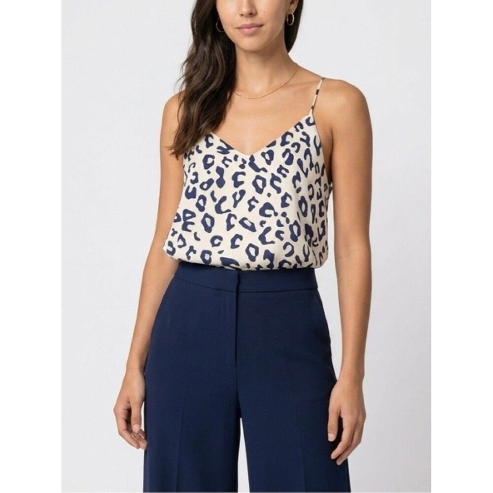 Blue Leopard Print Tank Top Womens Medium Sleeveless Blouse